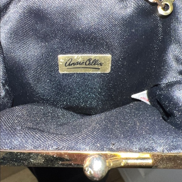 Vintage André Cellini Black Beaded Evening Bag with Goldtone Strap - Picture 4 of 7